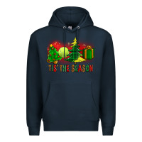 Navy tis the season christmas with tennis ball and tree cookie Premium Hoodie - FaDigitalArtStudio