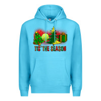 Ocean Blue tis the season christmas with tennis ball and tree cookie Premium Hoodie - FaDigitalArtStudio