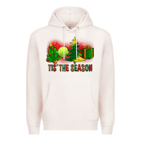 Pale Pink tis the season christmas with tennis ball and tree cookie Premium Hoodie - FaDigitalArtStudio
