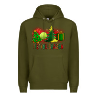 Army Green tis the season christmas with tennis ball and tree cookie Premium Hoodie - FaDigitalArtStudio