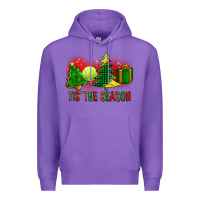 Purple tis the season christmas with tennis ball and tree cookie Premium Hoodie - FaDigitalArtStudio