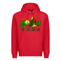 Red tis the season christmas with tennis ball and tree cookie Premium Hoodie - FaDigitalArtStudio
