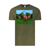 Vintage Olive parasaurolophus Vintage Tee - Artiststas