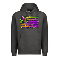 Charcoal Heather mardi gras flag Premium Hoodie - RacoonDesign
