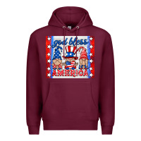 Burgundy god bless America gnomes Premium Hoodie - HRA Design Shop