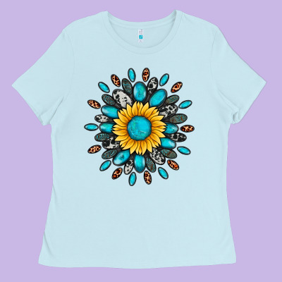 Gemstone Sunflower Ladies Tee Designed By Artiststas