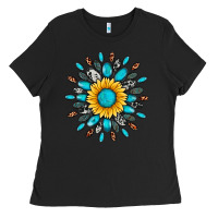 Black gemstone sunflower Ladies Tee - Artiststas