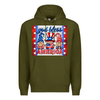 Army Green god bless America gnomes Premium Hoodie - HRA Design Shop