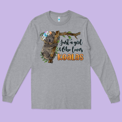 Just A Girl Who Loves Koalas Long Sleeve Tee Designed By Barkaloodesign