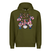 Army Green usa america gnome Premium Hoodie - CowhideDigitalArt