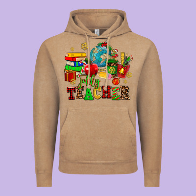 Christmas Jolly Teachers Vintage Hoodie Designed By Adodesignshop