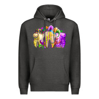 Charcoal Heather mardi gras tooth Premium Hoodie - RacoonDesign