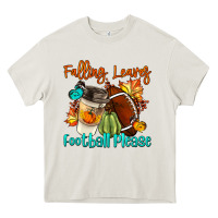 Cream Falling Leaves Football Please Heavy Core Tee - LillyAllenDesigns