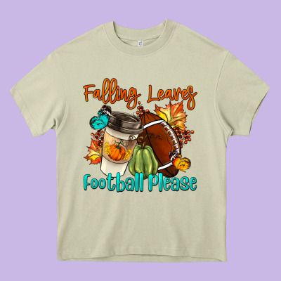 Falling Leaves Football Please Heavy Core Tee Designed By Lillyallendesigns