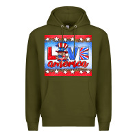 Army Green love america gnome Premium Hoodie - HRA Design Shop