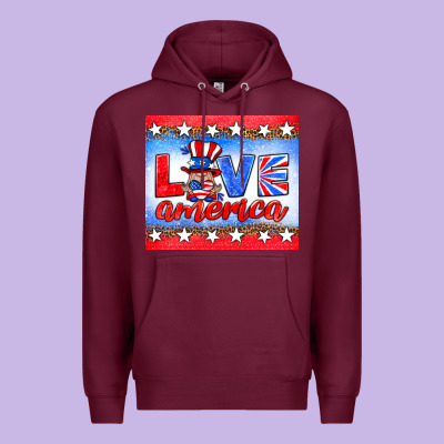 Love America Gnome Premium Hoodie Designed By Hra Design Shop