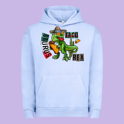 Taco Saurus Rex Urban Hoodie Designed By Cowhidedigitalart