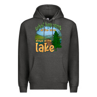 Charcoal Heather what happens at the lake stays at the lake Premium Hoodie - HRA Design Shop