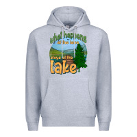 Heather Grey what happens at the lake stays at the lake Premium Hoodie - HRA Design Shop