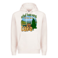 Pale Pink what happens at the lake stays at the lake Premium Hoodie - HRA Design Shop