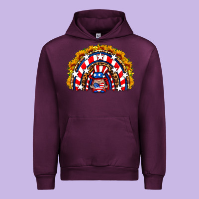 Usa Gnome Sunflower Rainbow Urban Hoodie Designed By Hra Design Shop