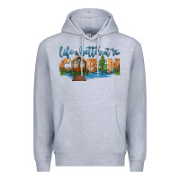 Heather Grey life is better at the cabin Premium Hoodie - HRA Design Shop