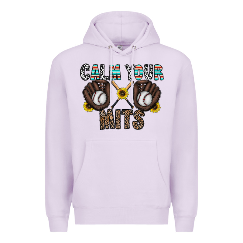 Calm Your Mits Baseball Premium Hoodie by CowhideDigitalArt | Teevron