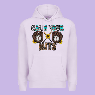Calm Your Mits Baseball Premium Hoodie Designed By Cowhidedigitalart