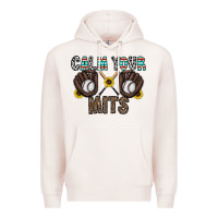 Pale Pink calm your mits baseball Premium Hoodie - CowhideDigitalArt