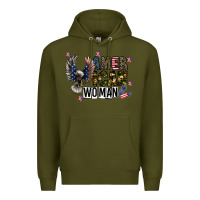 Army Green american woman Premium Hoodie - CowhideDigitalArt