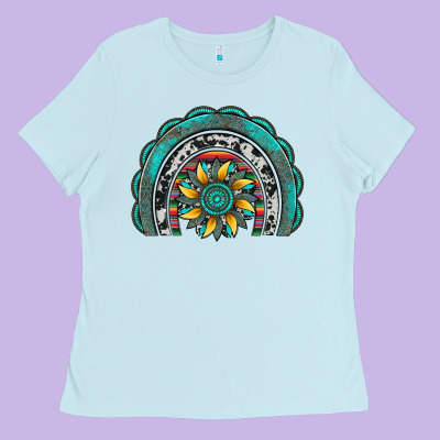 Gemstone Sunflower  Rainbow Ladies Tee Designed By Artiststas