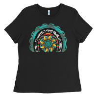 Black gemstone sunflower  rainbow Ladies Tee - Artiststas