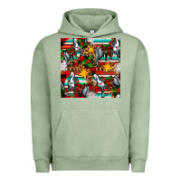 Pigment Oil Green christmas horse leopard tartan Urban Hoodie - FaDigitalArtStudio