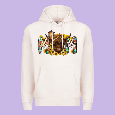 Mom Highland Cow Premium Hoodie Designed By Racoondesign