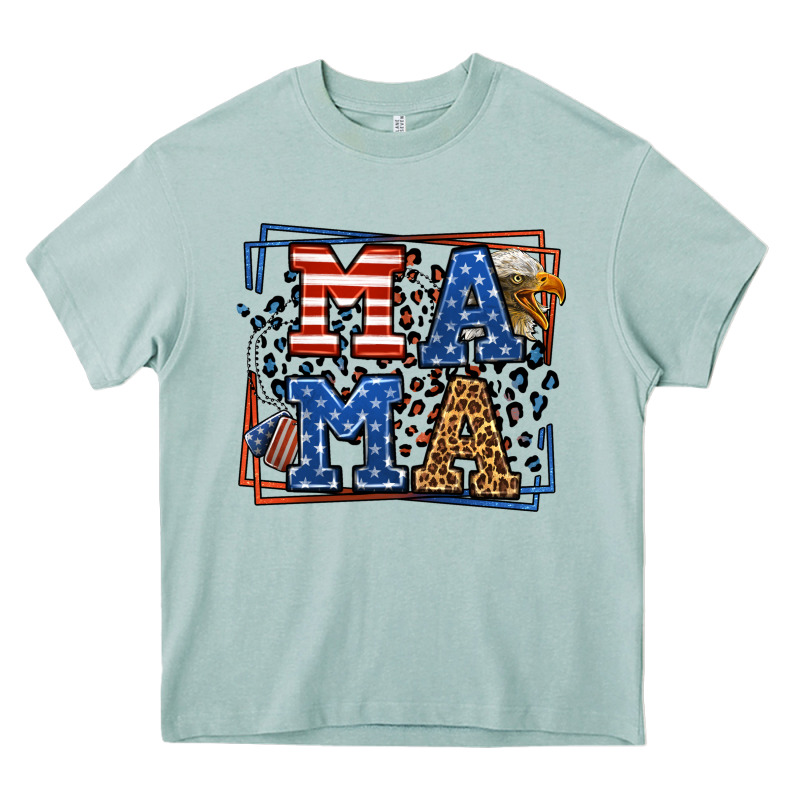Army Veteran Mama Leopard Frame 4th Of July Heavy Core Tee by LillyAllenDesigns | Teevron