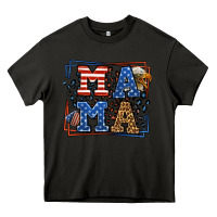 Asphalt Army Veteran mama leopard frame 4th of July Heavy Core Tee - LillyAllenDesigns