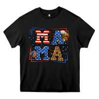 Black Army Veteran mama leopard frame 4th of July Heavy Core Tee - LillyAllenDesigns