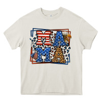 Cream Army Veteran mama leopard frame 4th of July Heavy Core Tee - LillyAllenDesigns
