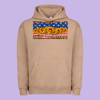 Usa Flag Sunflowers License Plate Urban Hoodie Designed By Hra Design Shop