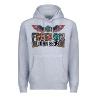 Heather Grey freedom john Premium Hoodie - CowhideDigitalArt