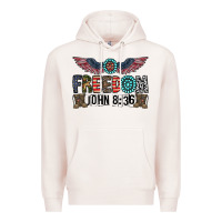 Pale Pink freedom john Premium Hoodie - CowhideDigitalArt