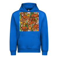Cobalt christmas leopard cow with gift boxes Urban Hoodie - FaDigitalArtStudio