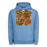 Pigment Pebble Blue christmas leopard cow with gift boxes Urban Hoodie - FaDigitalArtStudio