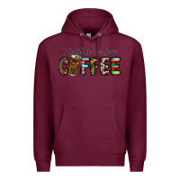 Burgundy i could go for some coffee Premium Hoodie - CowhideDigitalArt