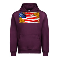 Mauve Wine usa flag and sunflower license plate Urban Hoodie - HRA Design Shop