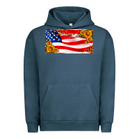 Pigment Midnight Navy usa flag and sunflower license plate Urban Hoodie - HRA Design Shop