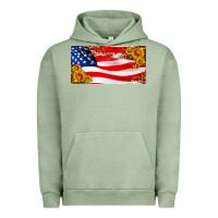 Pigment Oil Green usa flag and sunflower license plate Urban Hoodie - HRA Design Shop