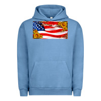 Pigment Pebble Blue usa flag and sunflower license plate Urban Hoodie - HRA Design Shop