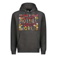 Charcoal Heather mother world Premium Hoodie - RacoonDesign
