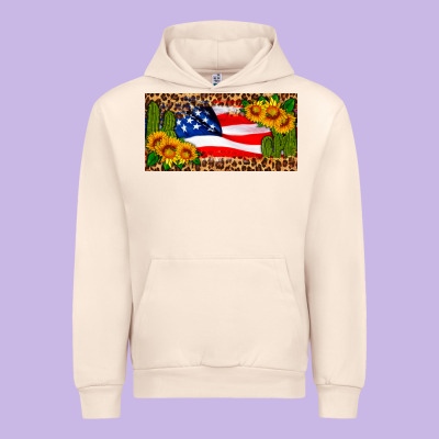 Usa Flag And Cactus License Plate Urban Hoodie Designed By Hra Design Shop
